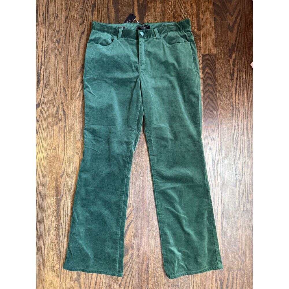 Talbots Petites Signature Boot Green Velvet Pants 10P New with Tags